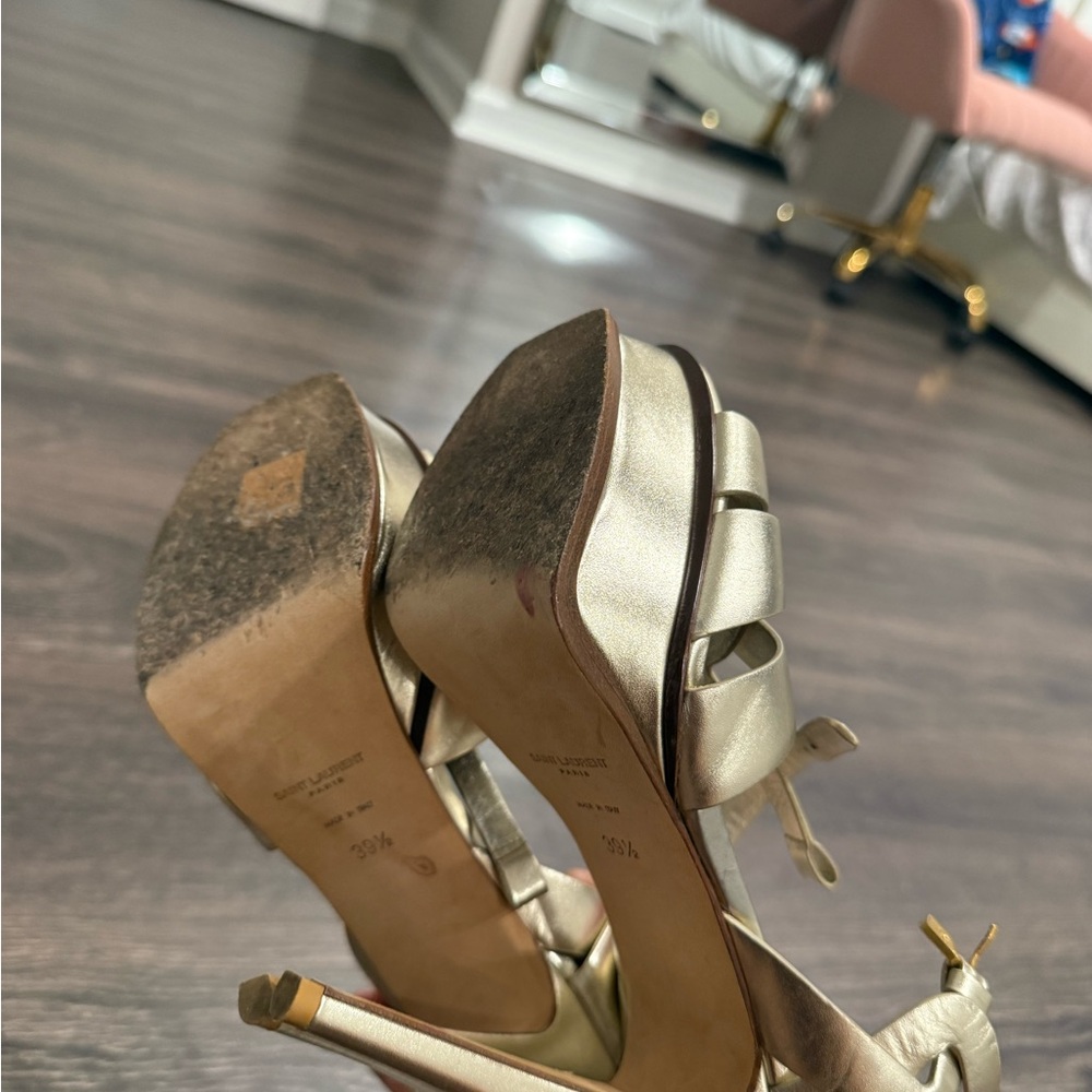 Yves Saint Laurent Metallic Gold Heels - Picture 6 of 6